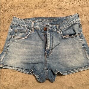 American Eagle Outfitters Hi Rise Light Blue Denim Shorts
